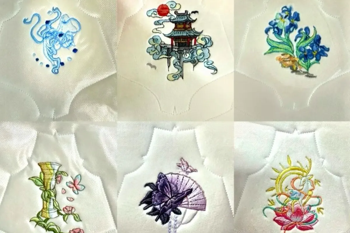 Cotton doll embroidery details